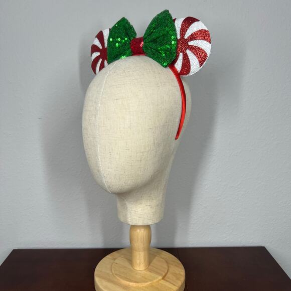 Candy Cane Lane Minnie Ears | Disney-Inspired Christmas Mouse Ears Headband - Picture 3 of 5